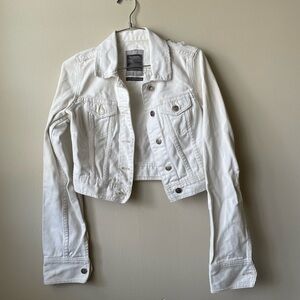 Abercrombie&Fitch Y2K - Distressed Cropped White Jean Jacket - Size Medium Women